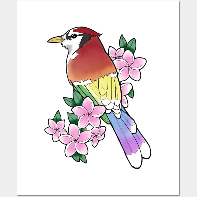 Rainbow cardinal Wall Art by Chrissemac